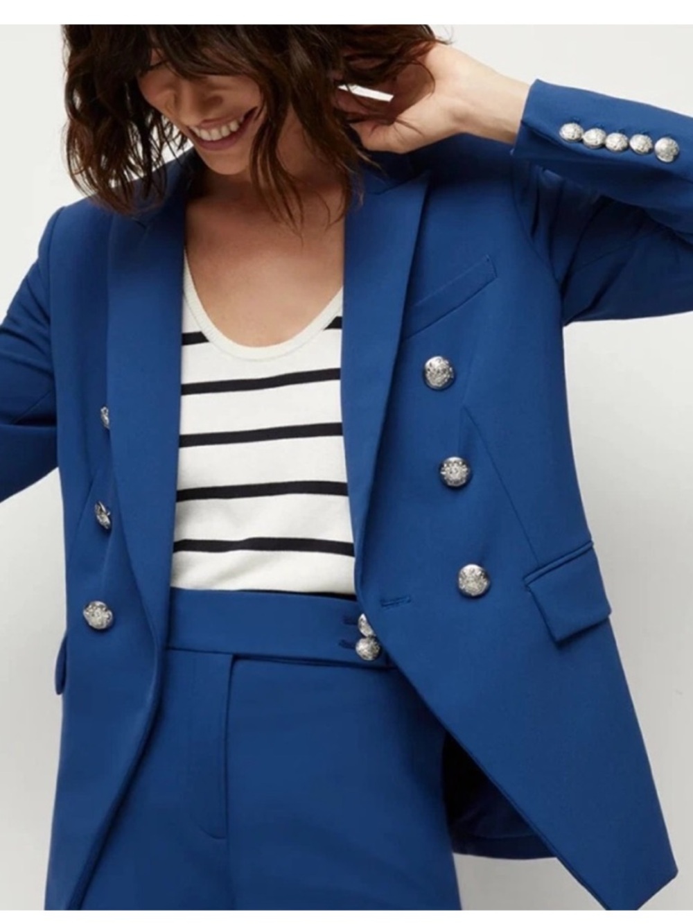 MAKE AN OFFER VERONICA BEARD Miller Dickey Double Breasted Silver Button Blazer